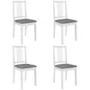 Image de Chaises à manger avec coussins lot de 4 blanc bois solide