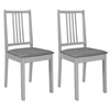 Image de 2 pcs Chaises à dîner avec coussins Gris Bois solide