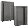 Image de Garde robes pliables 2 pcs Gris 110x45x175 cm Tissu