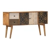 Image de Buffet avec motif imprimé 130x30x70 cm Bois de manguier massif