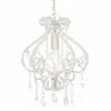 Image de Suspension Plafond, Ampoules E14, 24x32 cm, Base Métal Blanche avec Perles Acryliques, Lustre Elégant et Contemporain 281593