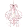 Image de Suspension Plafond, Ampoules E14, 24x32 cm, Base Métal Rose avec Perles Acryliques, Lustre Elégant pour Chambre 281595