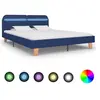 Image de Cadre de lit avec LED sans matelas bleu tissu 160x200 cm