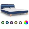 Image de Cadre de lit avec LED sans matelas bleu tissu 180x200 cm