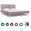 Image de Cadre de lit avec LED sans matelas rose tissu 180x200 cm