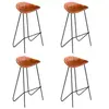 Image de Chaises de bar lot de 4 marron cuir véritable