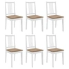 Image de 6 pcs Chaises à dîner avec coussins Blanc Bois solide