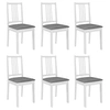 Image de 6 pcs Chaises à dîner avec coussins Blanc Bois solide