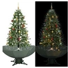 Image de Arbre de Noël Neigeux avec Base de Parapluie Sapin de Noël Artificiel Arbre Décoration de Noël Salon Salle de Séjour Maison Intérieur Vert 170 cm