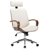 Image de Chaise de bureau avec appuie-tête Crème Similicuir et bois