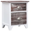 Image de Table de chevet Marron et blanc 38x28x45 cm Bois de Paulownia