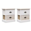 Image de 2 pcs Tables de chevet Blanc et naturel 38x28x45 cm Paulownia
