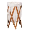 Image de Panier à linge pliable Crème Bois et tissu