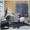 Image de Tapis Carpette de Salon Moquette de Salon Carpette de Chambre à Coucher Moquette de Salle de Séjour Maison Intérieur Peau de Vache Véritable Noir