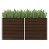 Image de Bac de Jardin en Acier Galvanisé 160x80x77 cm, Marron, Bordure de Sécurité Pliable, Résistant aux Intempéries 45709