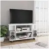 Image de Meuble TV avec roulettes blanc 80x40x45 cm bois d ingénierie