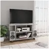 Image de Meuble TV et roulettes gris béton 80x40x45 cm bois d ingénierie