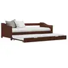 Image de Cadre de lit extensible Marron foncé Bois de pin 90x200 cm