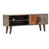 Image de Meuble TV Gris 130x30x46 cm Bois massif de manguier brut282743
