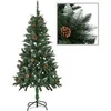 Image de Sapin de Noël avec Pommes de Pin et Paillettes Blanches Arbre de Noël Artificiel Décoration de Noël Salon Salle de Séjour Maison 150 cm