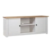 Image de Meuble TV Blanc 120x40x50 cm Bois de pin massif Gamme Panama