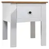 Image de Pin Table de Chevet Table de Nuit avec 1 Tiroir Armoire de Chevet Table de Canapé Salon Salle de Séjour Chambre à Coucher Maison Intérieur Blanc