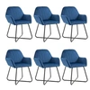 Image de Chaises de salle à manger 6 pcs Bleu velours