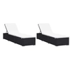Image de Chaises longues avec coussins lot de 2 Résine tressée Noir