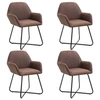 Image de Chaises de salle à manger 4 pcs Marron Tissu