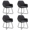 Image de Chaises de salle à manger 4 pcs Noir Tissu