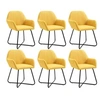 Image de Chaises de salle à manger 6 pcs Jaune Tissu