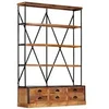 Image de Bibliothèque à 4 étagères avec 6 tiroirs 122x36x181 cm Manguier
