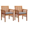 Image de Lot de 2 chaise H. 90 cm empilable non pliable en acacia exterieur marron