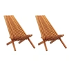 Image de Lot de 2 chaise H. 77 cm pliable exterieur en acacia marron