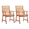 Image de Lot de 2 chaise exterieur empilable non pliable en bois massif H. 92 cm marron