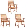 Image de Lot de 3 chaise en acacia empilable non pliable H. 92 cm exterieur marron