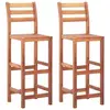 Image de Lot de 2 chaise de bar exterieur non pliable en acacia H. 110 cm bois
