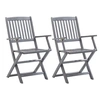 Image de Lot de 2 chaise exterieur non pliable H. 91 cm en acacia gris