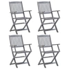 Image de Lot de 4 chaise en acacia non pliable exterieur H. 91 cm gris