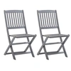 Image de Lot de 2 chaise en acacia non pliable H. 91 cm exterieur gris