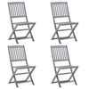 Image de Lot de 4 chaise H. 91 cm non pliable exterieur en acacia gris