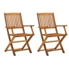 Image de Lot de 2 chaise exterieur pliable H. 91 cm en acacia naturel