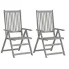 Image de Chaises inclinables de jardin lot de 2 Gris Bois solide acacia