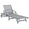 Image de Chaise longue de jardin Gris Bois d'acacia solide