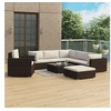 Image de Salon de jardin 8 pcs avec coussins résine tressée marron