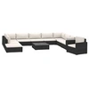 Image de Salon de jardin 11 pcs avec coussins résine tressée noir