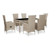 Image de Salon de jardin resine tressee 6 personnes 7 pieces 150.0 x 90 x 75 cm beige
