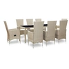 Image de Salon de jardin - 1 table + 8 chaises - Résine tressée beige avec coussins blancs