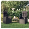 Image de Chaise inclinable de jardin 2pc et coussins Résine tressée Noir