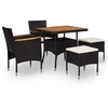 Image de Mobilier d extérieur 5 pcs Noir Résine tressée et bois d acacia